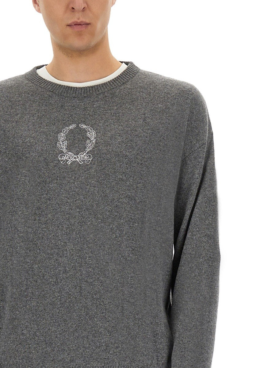 Moschino Men's Wool and Cashmere Pullover Grey