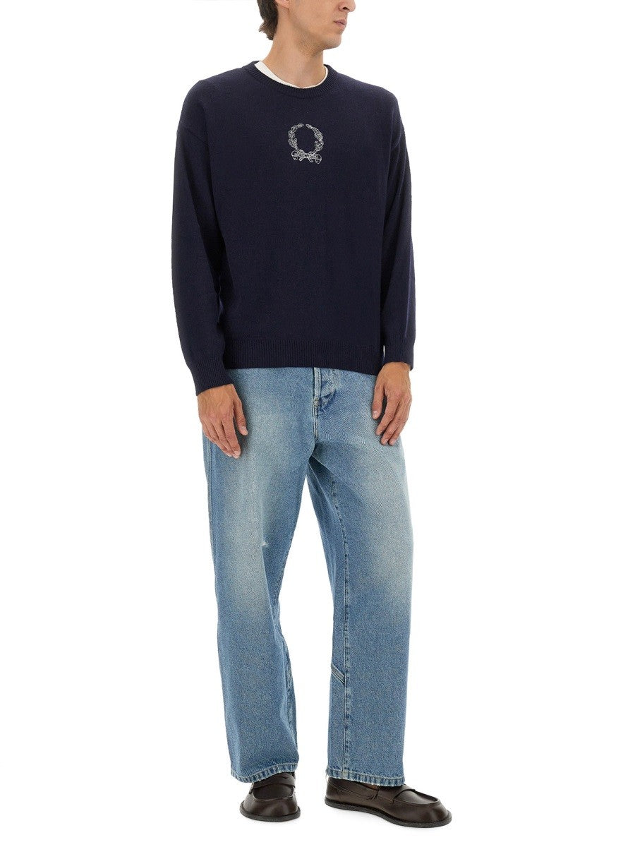 Moschino Men's Wool and Cashmere Pullover Blue