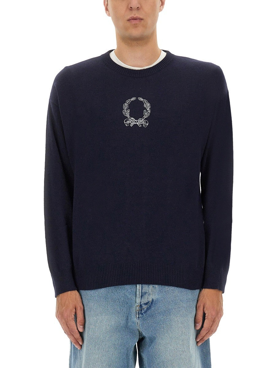 Moschino Men's Wool and Cashmere Pullover Blue