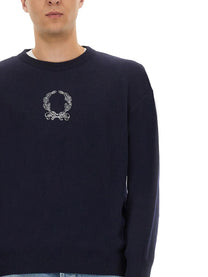 Moschino Men's Wool and Cashmere Pullover Blue