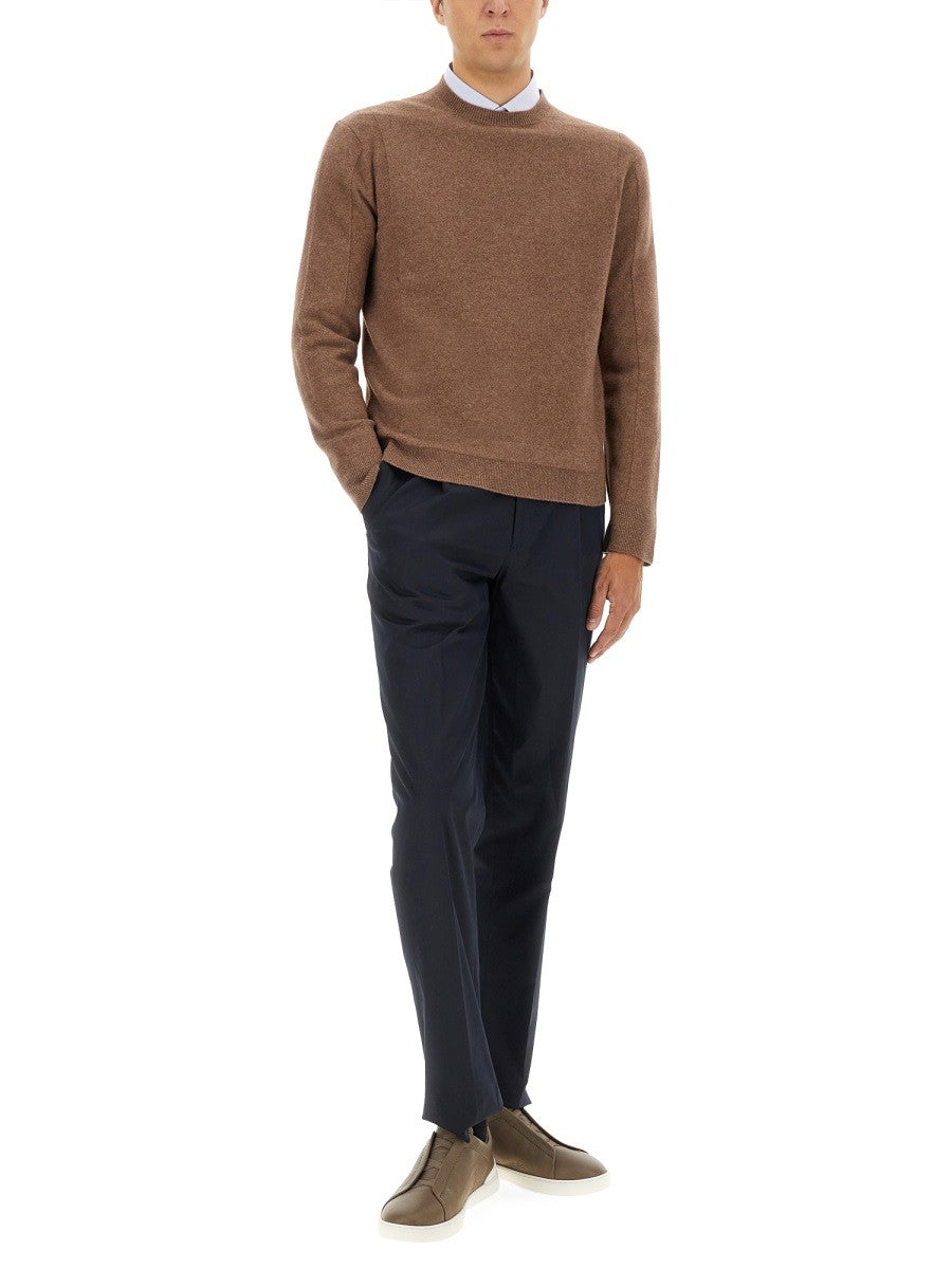 Zegna Men's Wool and Cashmere Sweater Brown