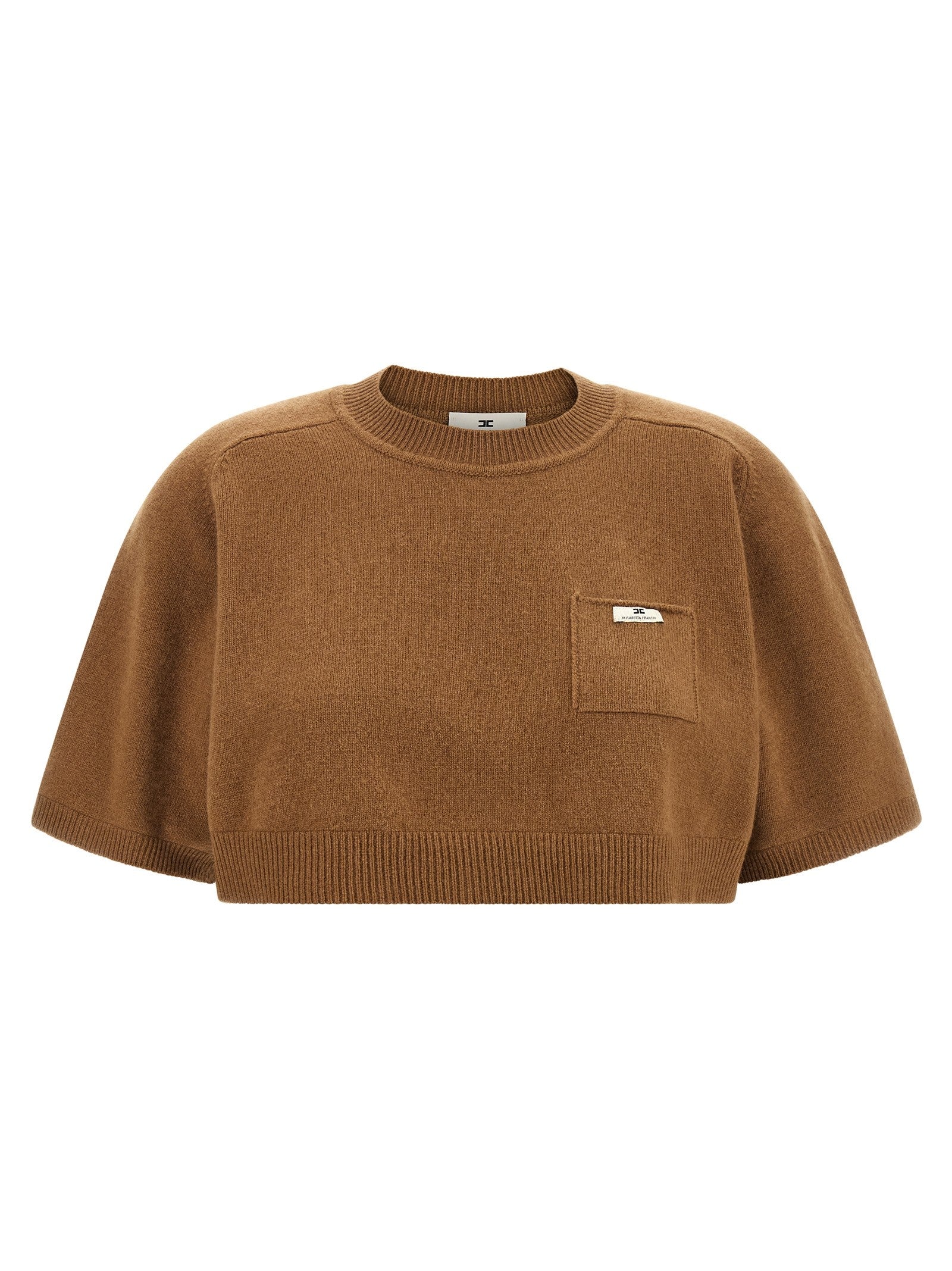Elisabetta Franchi Wool and Cashmere Top Brown