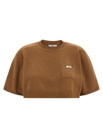Elisabetta Franchi Wool and Cashmere Top Brown