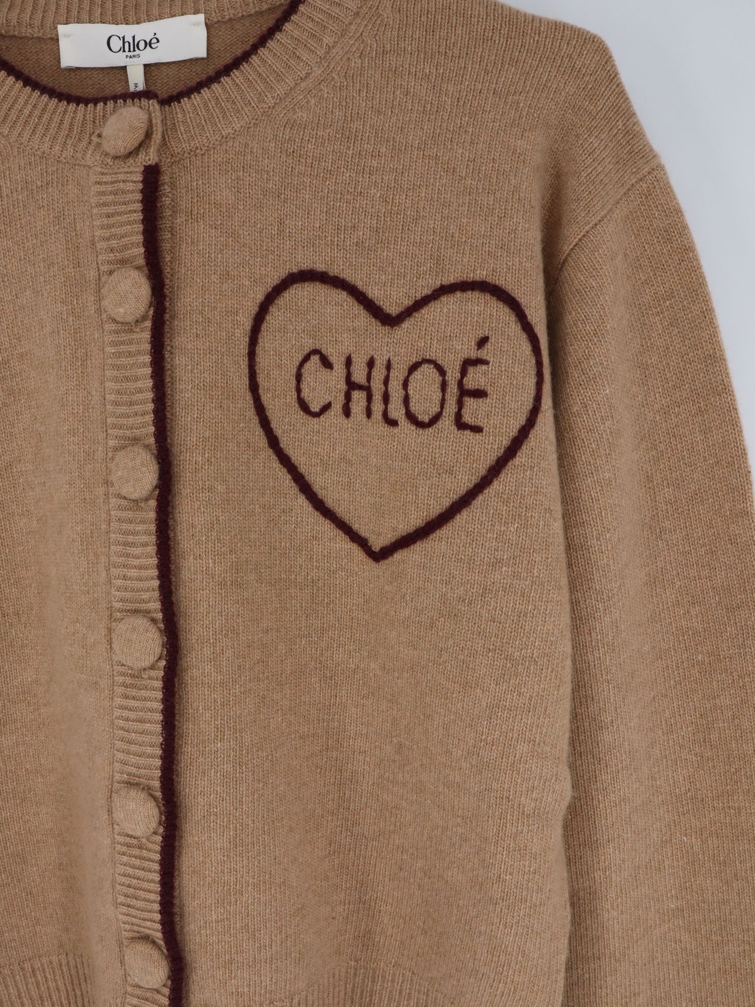 Chloé Women's Wool and Cashmere Wool Cardigan Brown