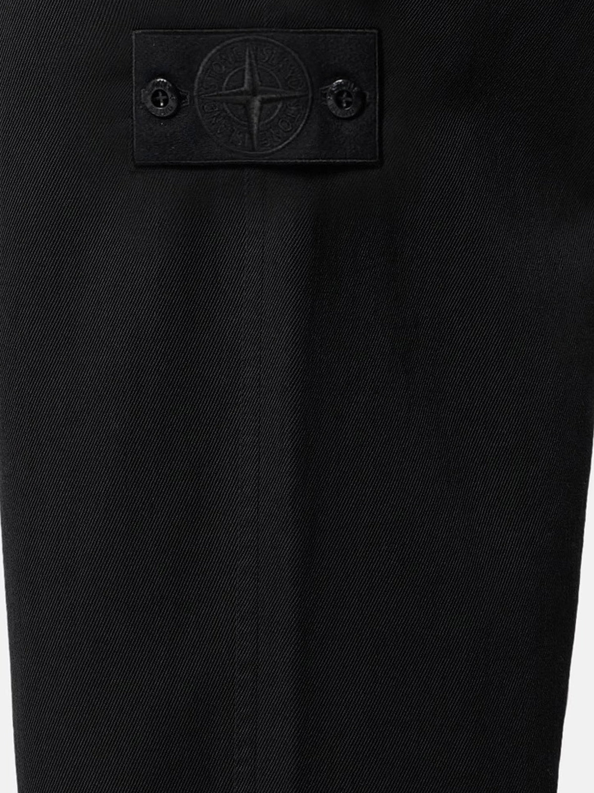 Stone Island Men's Wool and Cotton Blend Trousers Black, view 3