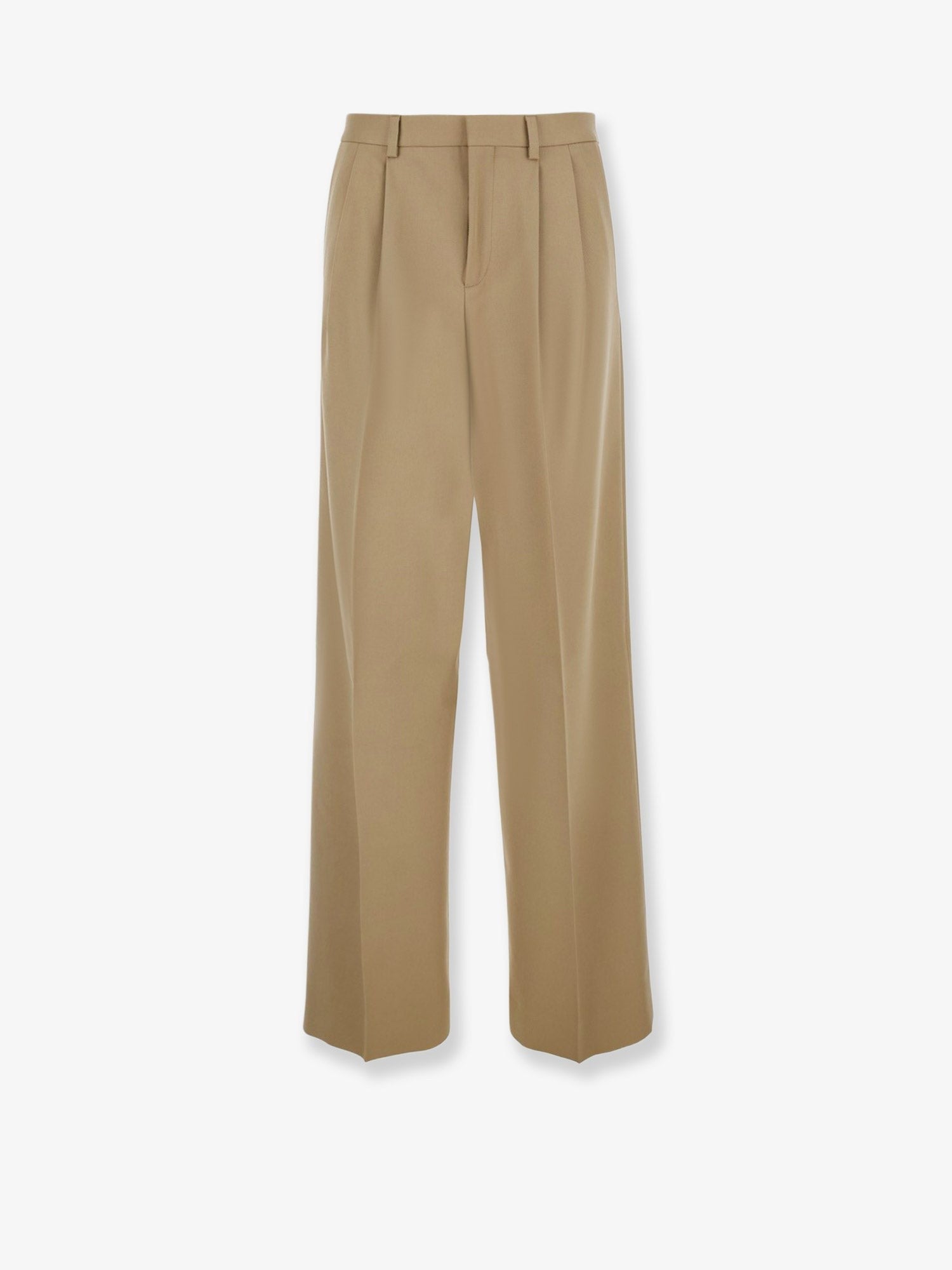 Celine Women's Wool and Cotton Trousers Beige Celine