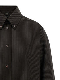 Fendi Wool and Lace Shirt Brown