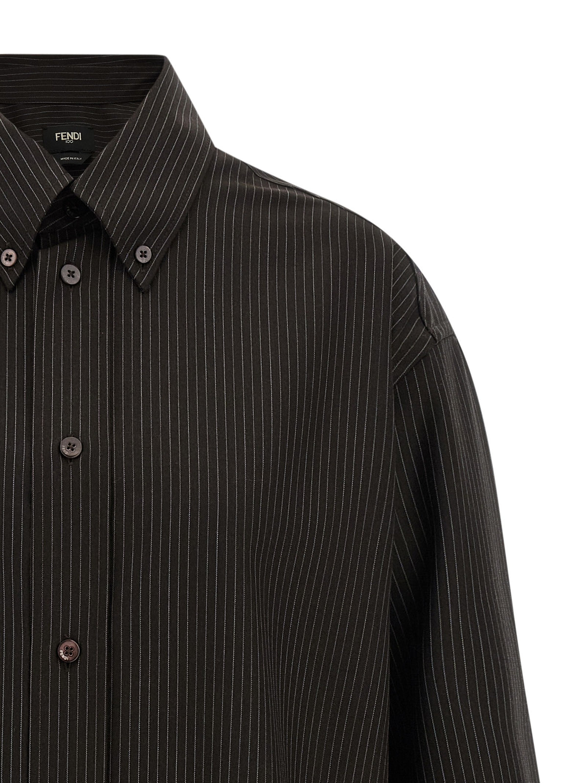 Fendi Wool and Lace Shirt Brown, view 3