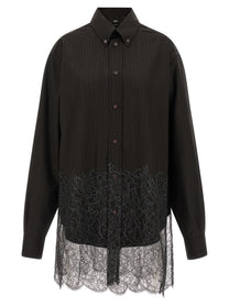 Fendi Wool and Lace Shirt Brown
