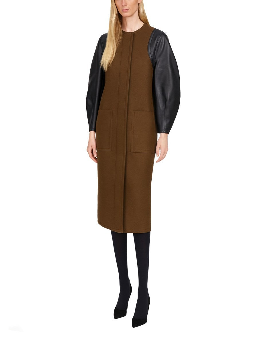 Fendi Women's Wool and Leather Coat Green