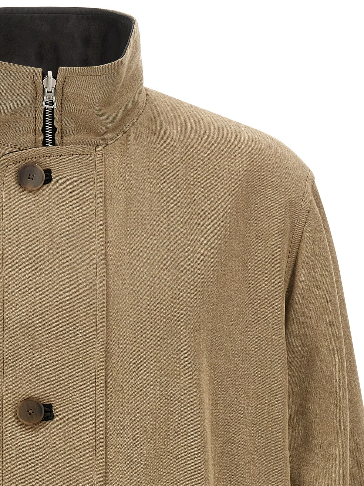 AURALEE Wool and Leather Reversible Jacket Gold, view 4