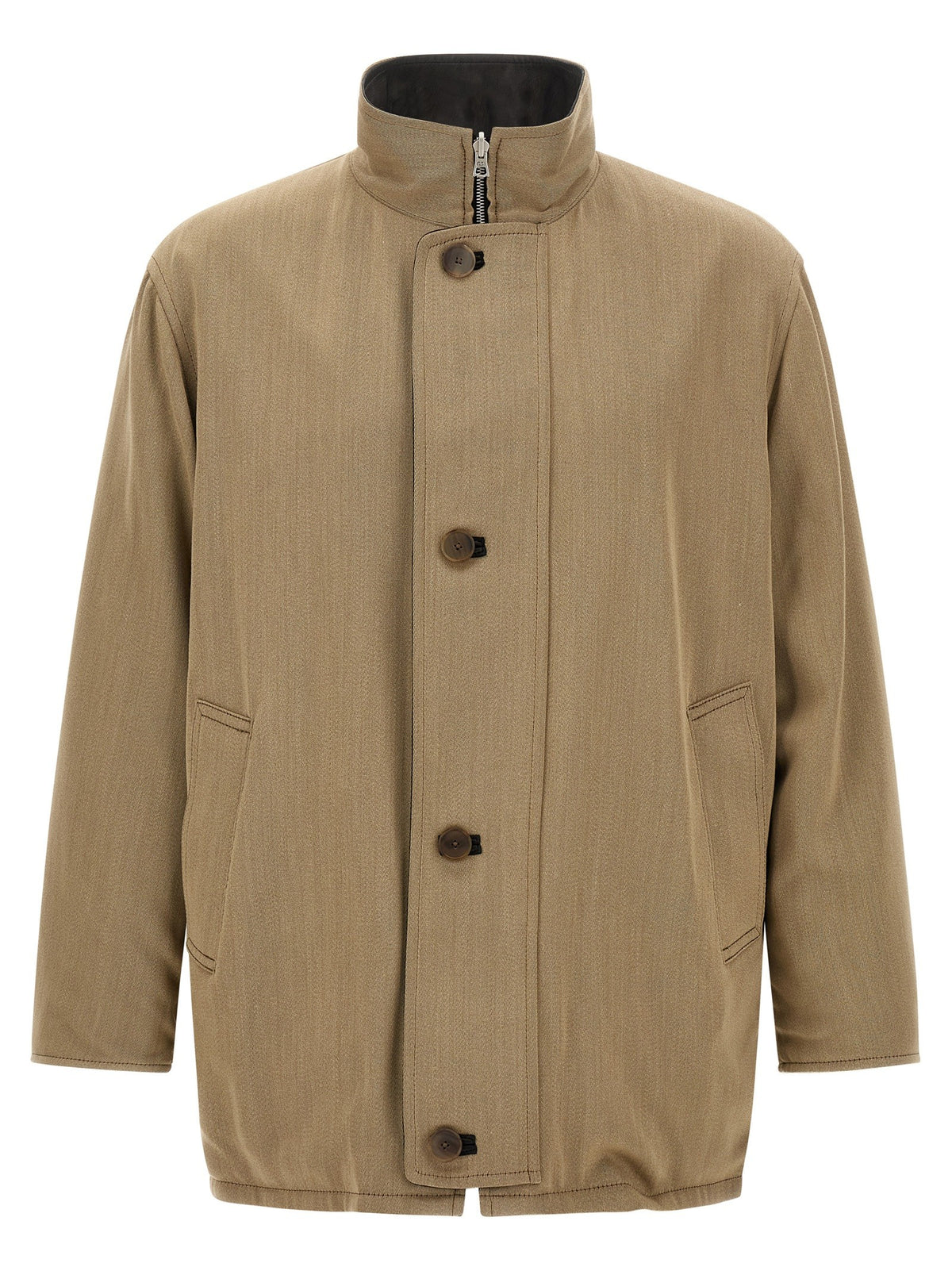 AURALEE Wool and Leather Reversible Jacket Gold