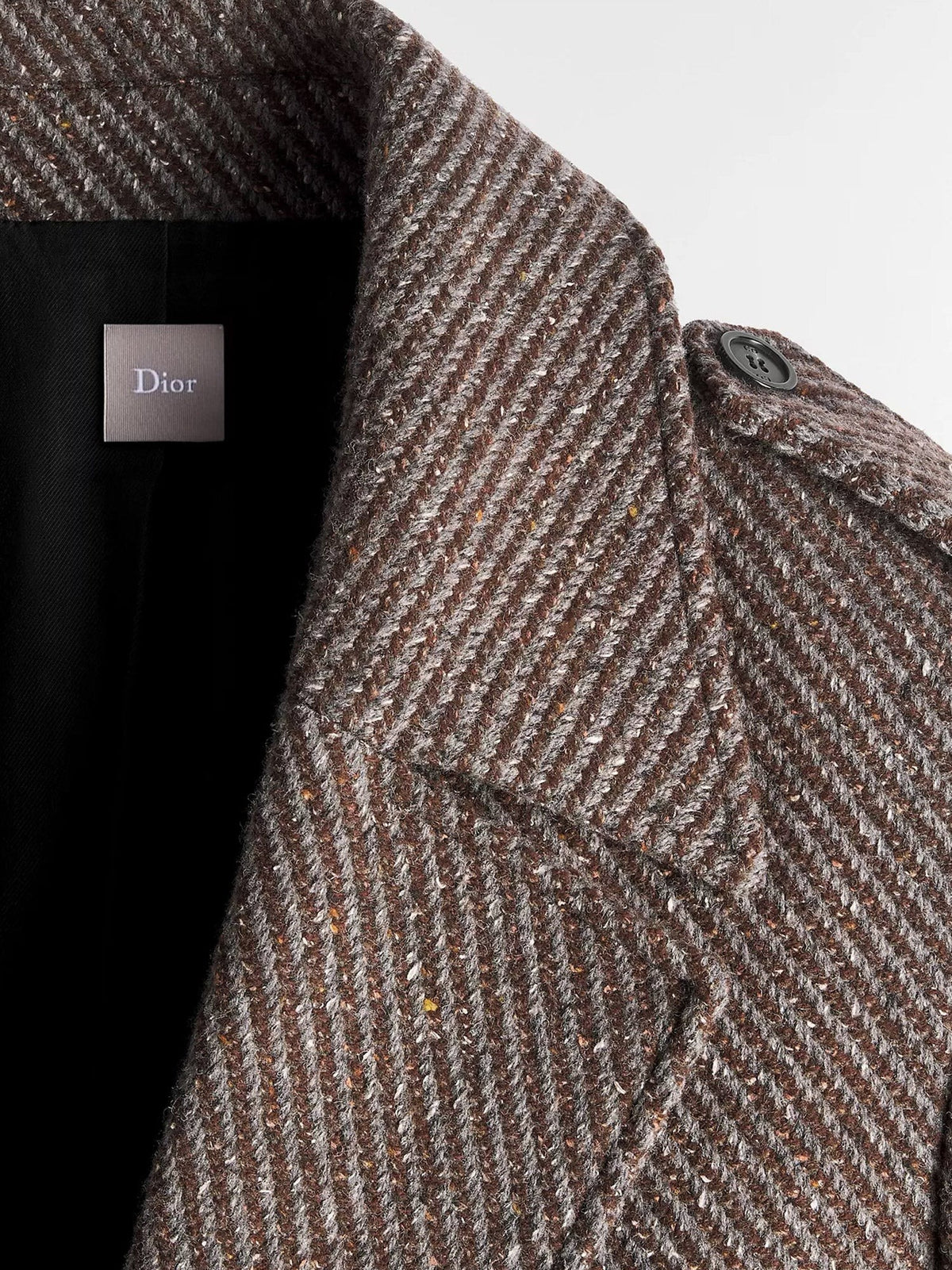 Dior Men's Wool and Silk Blend Natté Coat Brown, view 3