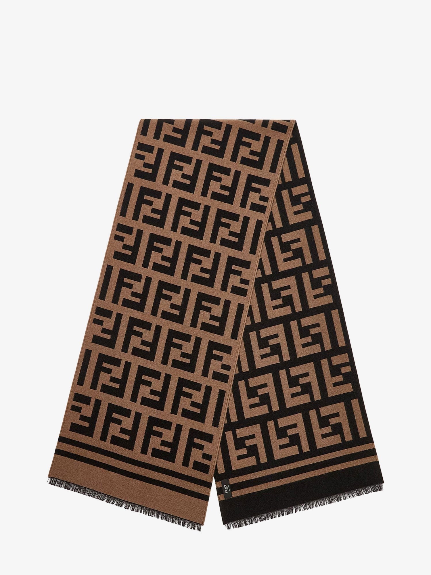 Fendi Women's Wool and Silk FF Scarf Beige