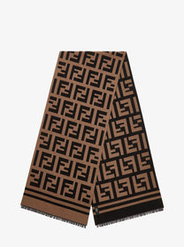 Fendi Women's Wool and Silk FF Scarf Beige
