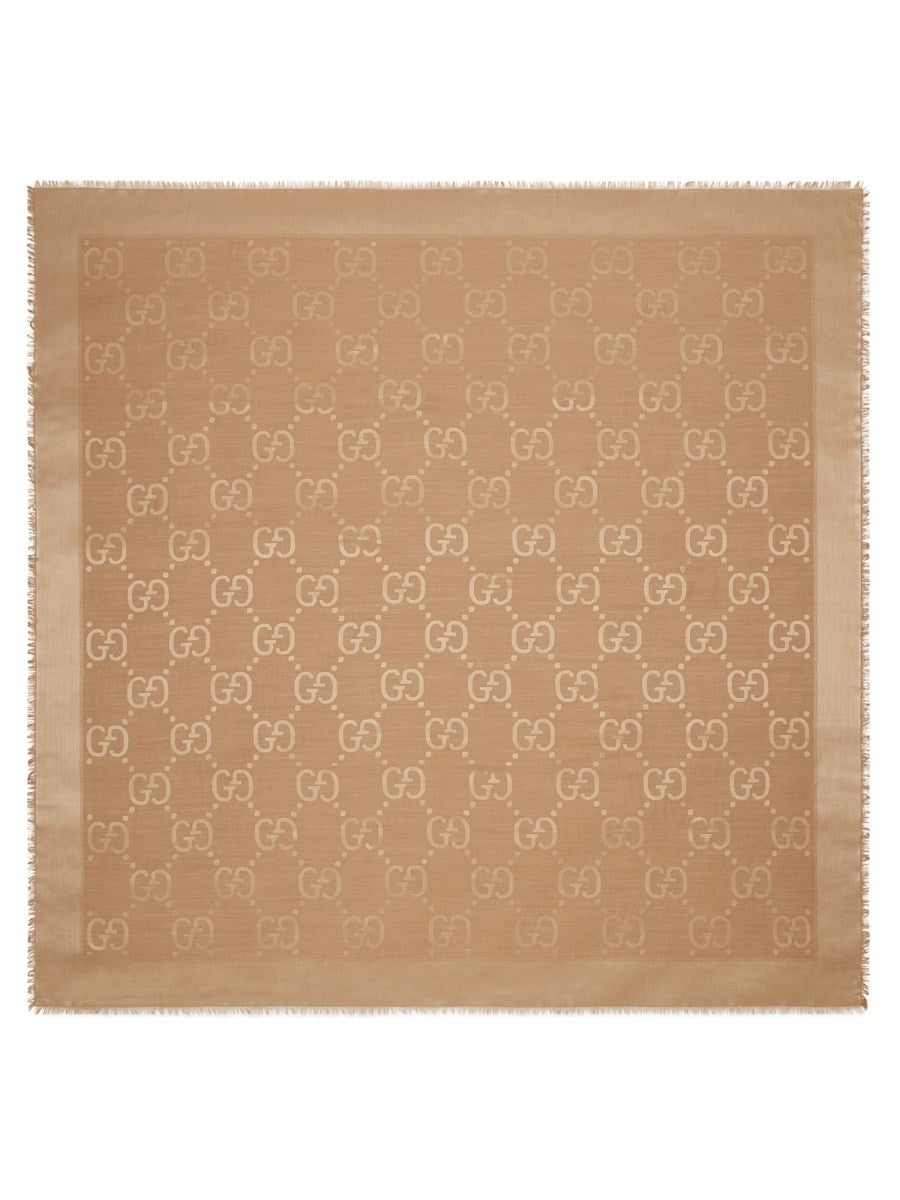 Gucci Women's Wool and Silk Jacquard Shawl Brown