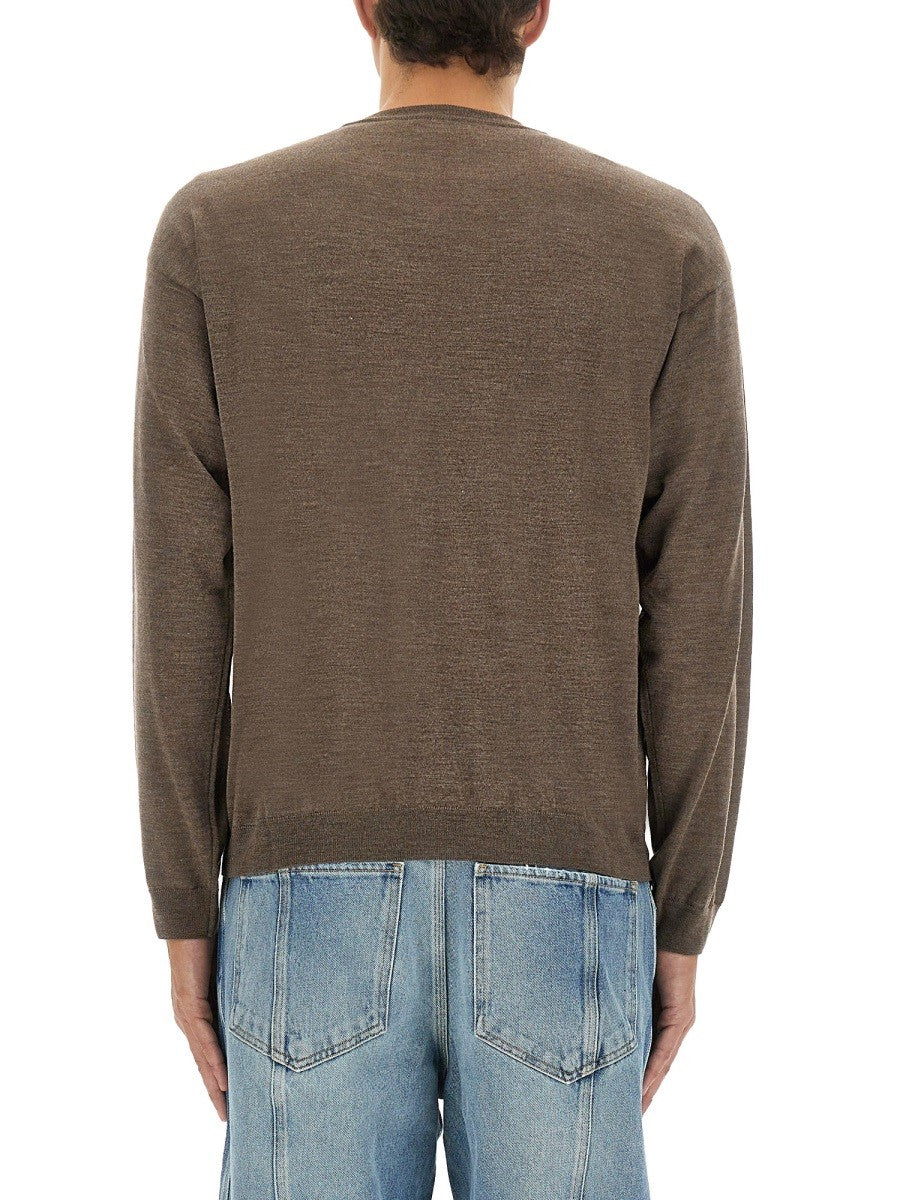 Moschino Men's Wool and Silk Pullover Brown