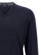 Barba Wool and Silk Sweater Blue, view 3
