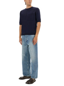 Moschino Men's Wool and Silk Sweater Blue