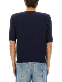 Moschino Men's Wool and Silk Sweater Blue