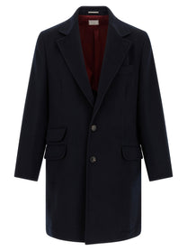 Brunello Cucinelli Wool Beaver Coat Blue