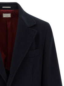 Brunello Cucinelli Wool Beaver Coat Blue