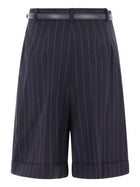 Max Mara Studio Women's Wool Bermuda Shorts Blue, view 2