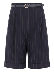 Max Mara Women's Wool Bermuda Shorts Blue