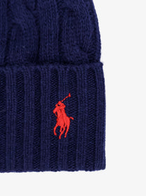 Polo Ralph Lauren Men's Wool Blend Cable Knit Beanie Hat Blue