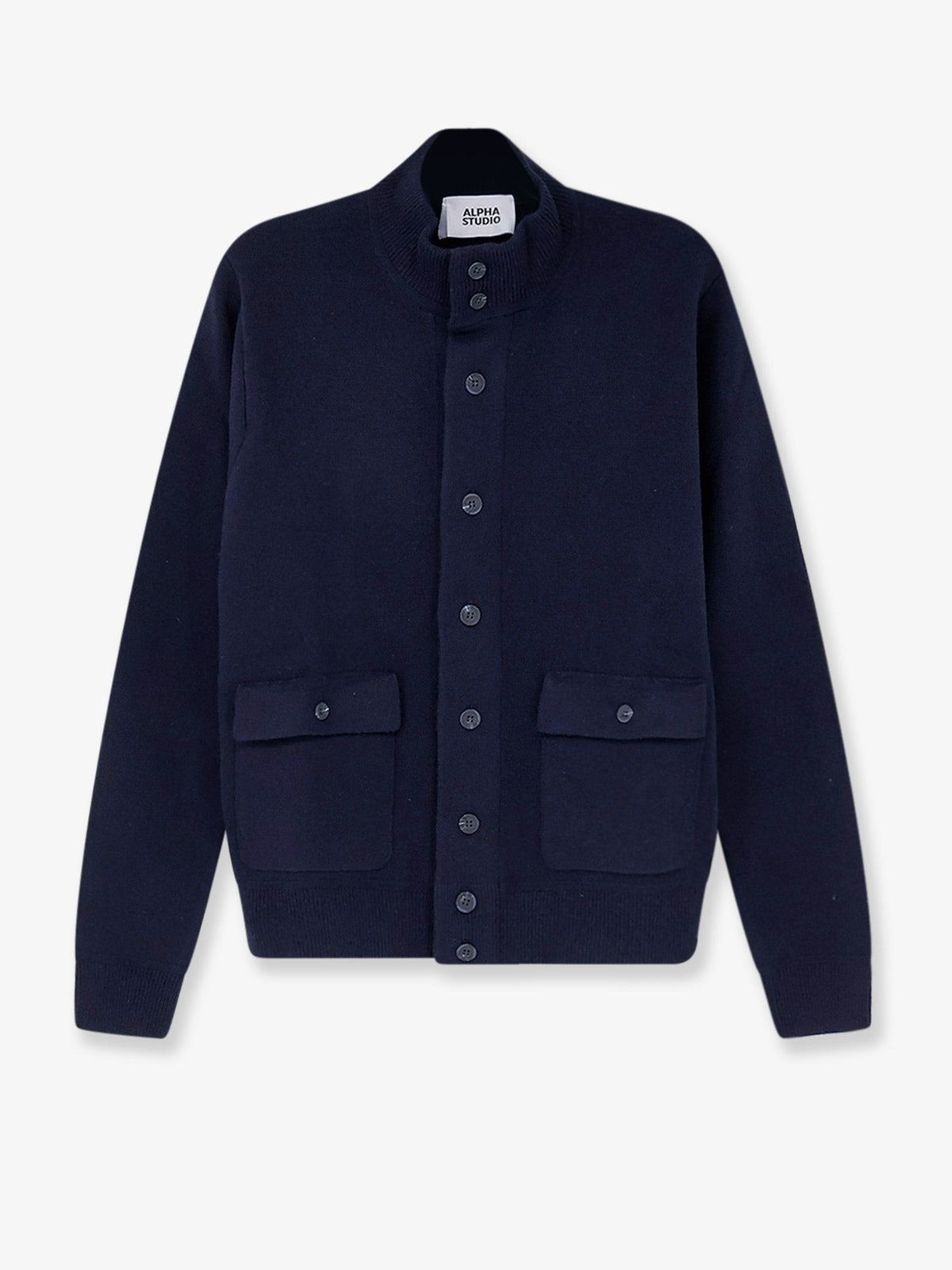 Alpha-Studio Men's Wool Blend Cardigan Blue