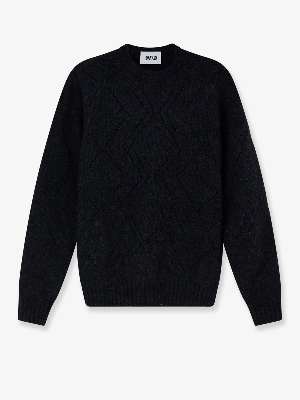 Alpha-Studio Men's Wool Blend Crew Neck Sweater Grey