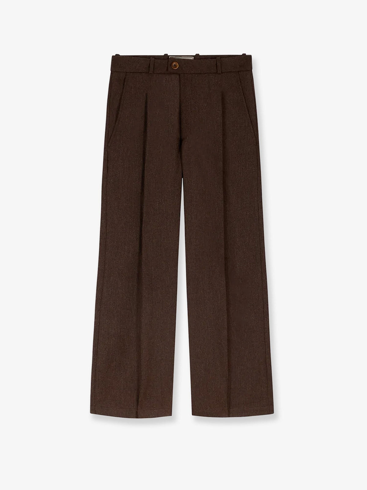 Walk In Paris Men's Wool Blend Flared Trousers Brown
