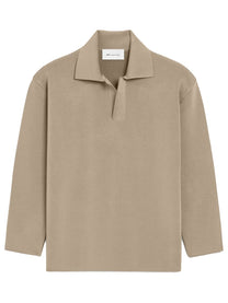 Ami Paris Men's Wool Blend Polo Shirt Beige