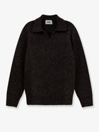Alpha-Studio Men's Wool Blend Ribbed Collar Sweater Brown