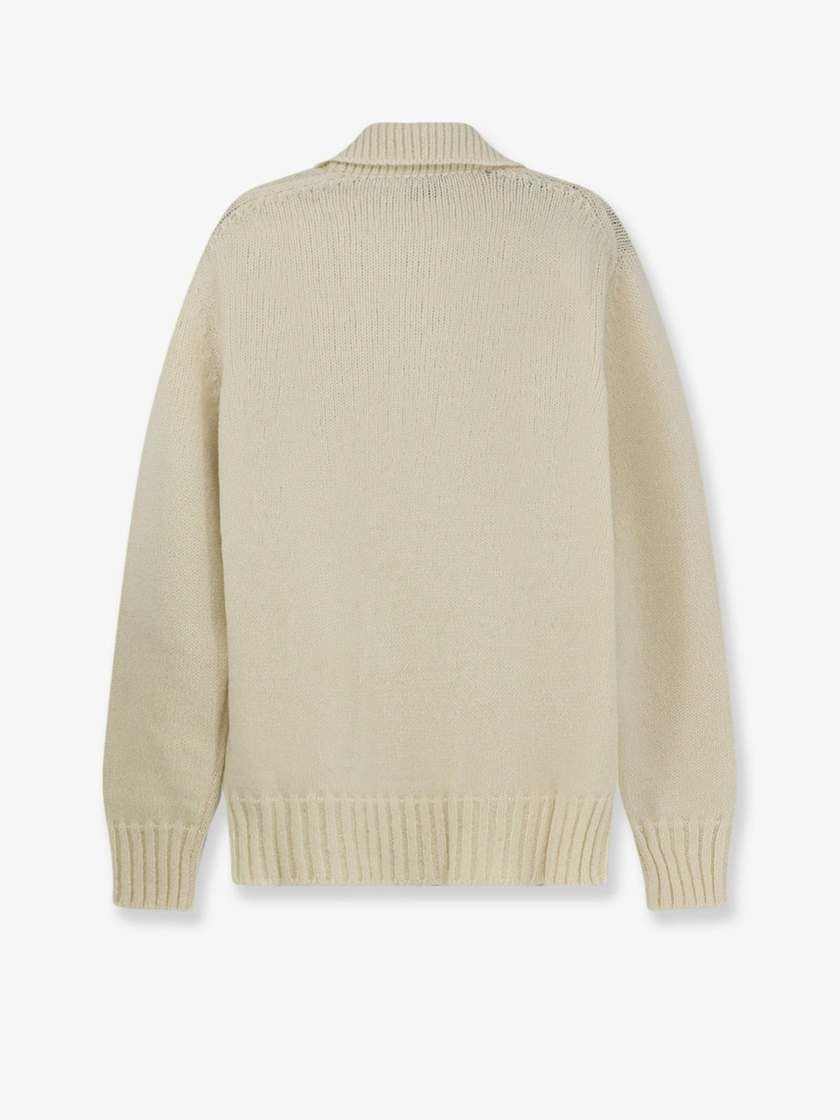Alpha-Studio Men's Wool Blend Ribbed Collar Sweater White, view 2