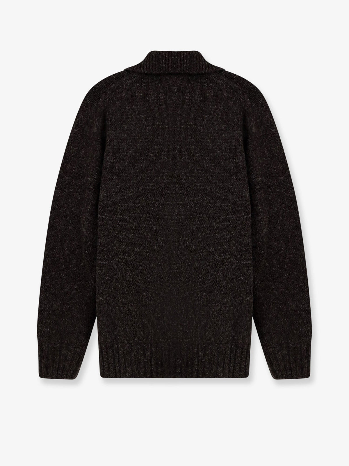 Alpha-Studio Men's Wool Blend Ribbed Collar Sweater Brown, view 2