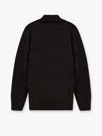 Alpha-Studio Men's Wool Blend Ribbed Collar Sweater Brown, view 2