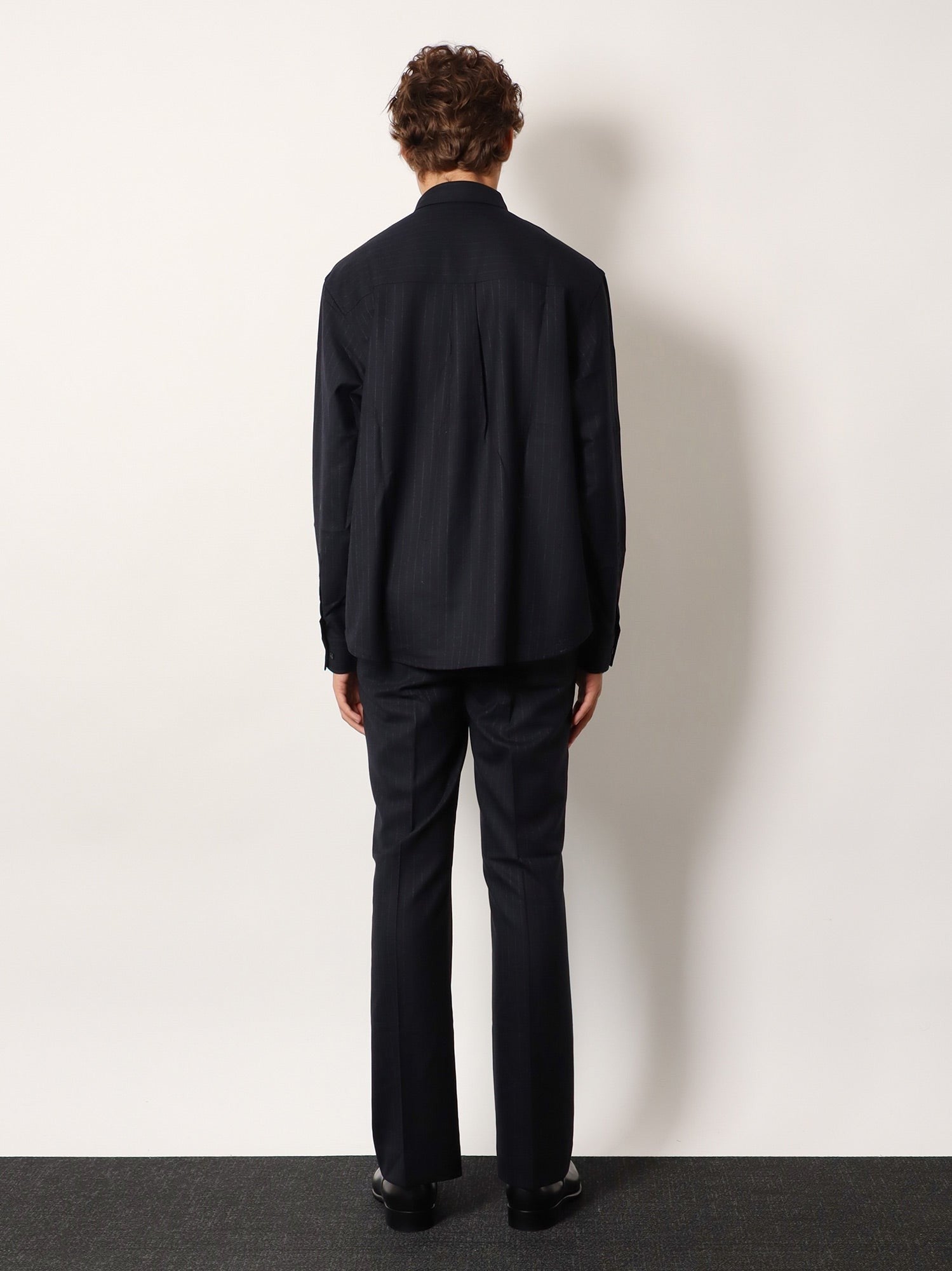 Tonywack Unisex Wool Blend Unisex Pinstriped Trousers Blue