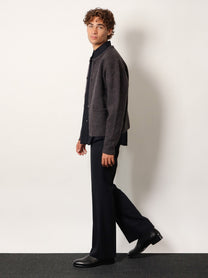 Tonywack Unisex Wool Blend Unisex Pinstriped Trousers Blue