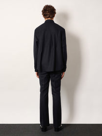Tonywack Unisex Wool Blend Unisex Pinstriped Trousers Blue