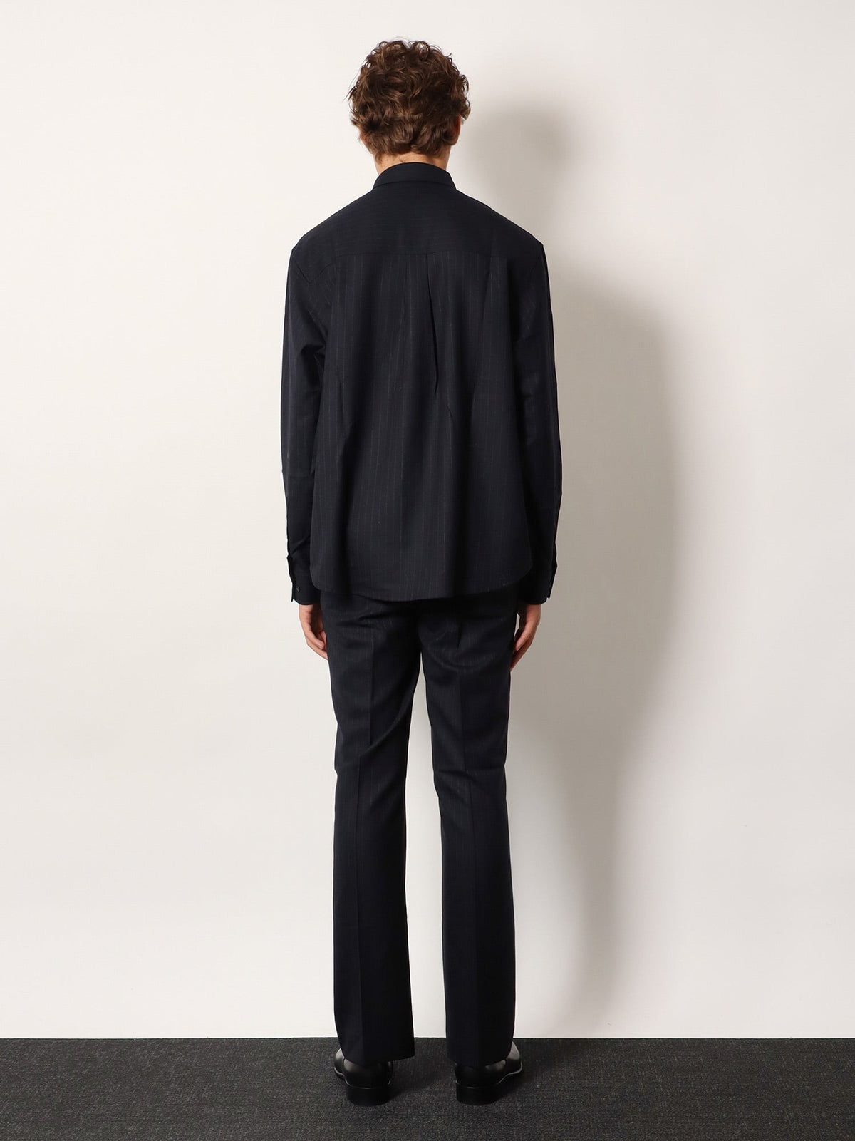 Tonywack Unisex Wool Blend Unisex Pinstriped Trousers Blue, view 3