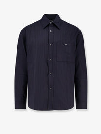 Tonywack Unisex Wool Blend Unisex Striped Shirt Blue