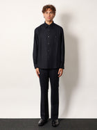 Tonywack Unisex Wool Blend Unisex Striped Shirt Blue, view 3