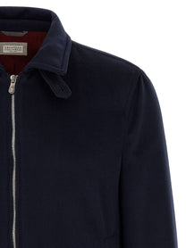 Brunello Cucinelli Wool Bomber Beaver Blue