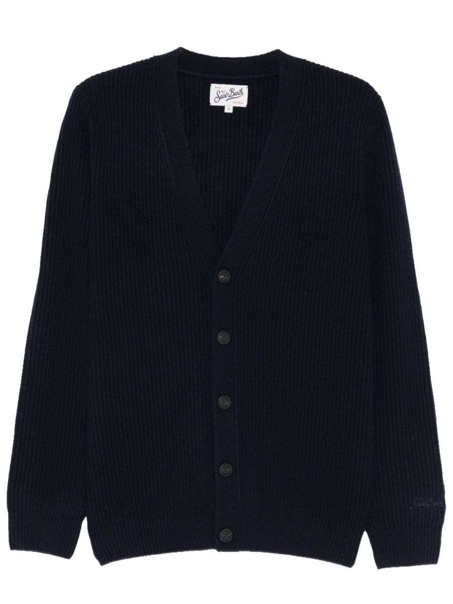 Mc2 Saint Barth Men's Wool Cardigan Blue Mc2 Saint Barth