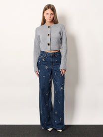 self-portrait Women's Wool Cardigan Grey