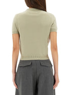 Maison Margiela Women's Wool Crew Neck Shirt Green, view 3