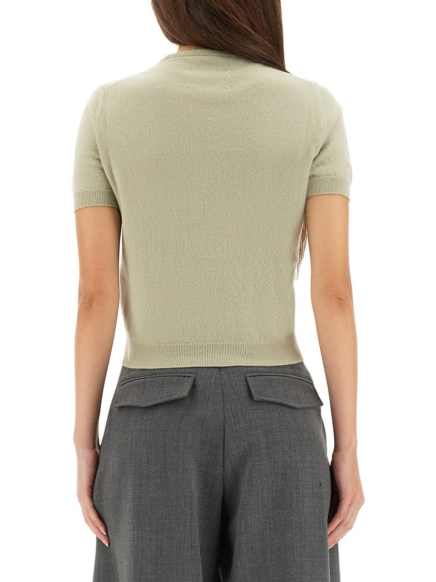 Maison Margiela Women's Wool Crew Neck Shirt Green