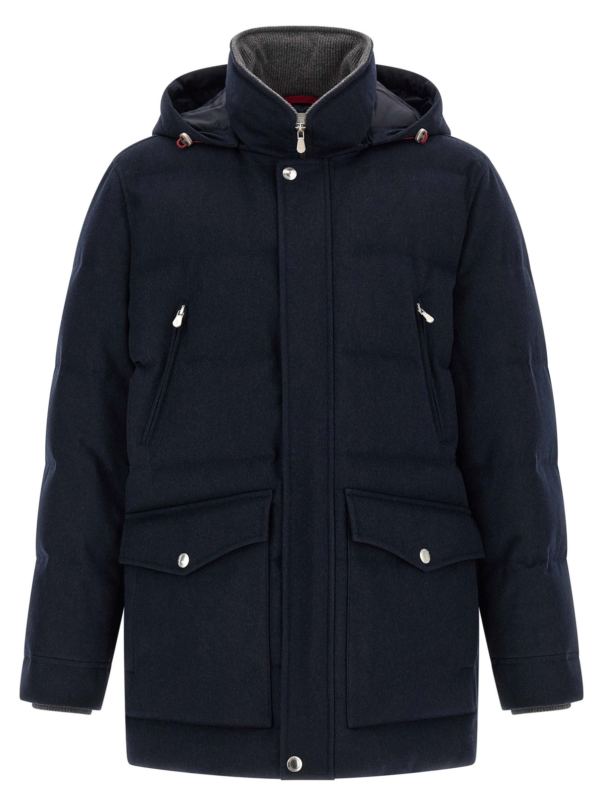 Brunello Cucinelli Wool Flannel Parka Blue