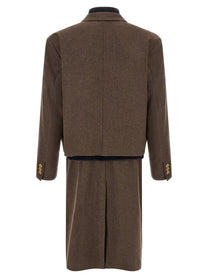 Sacai Wool Flannel Denim Coat Coat Brown, view 2